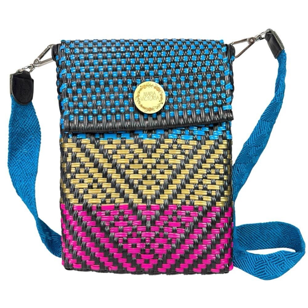 Maria Victoria Handmade Woven Large Crossbody Bag Colorful Boho Resort Statement